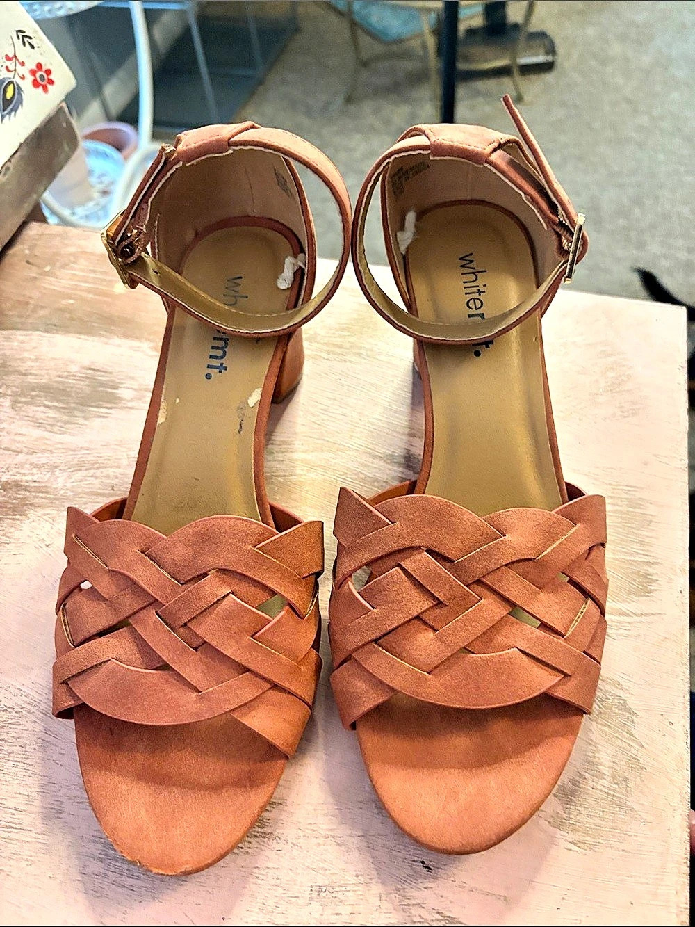 White Mountain Milled Block Heel Sandals